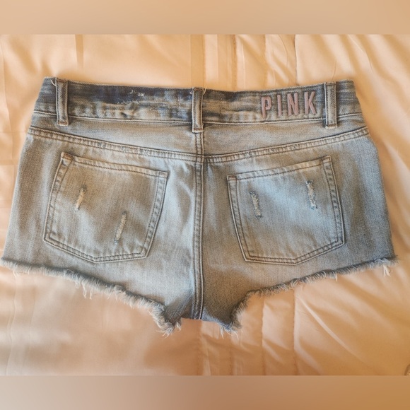 PINK Victoria's Secret Blue  and metallic Silver Jean Shorts - Picture 2 of 6